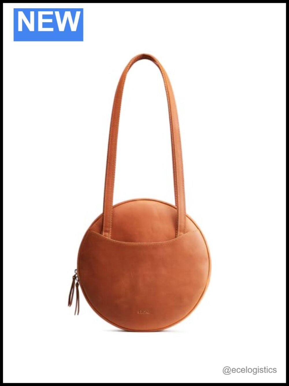 Large Leather Shoulder Bag for Women Round Circle Purse Top Grain Crazy Horse